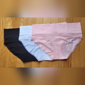 Pact Maternity New 3-Pack Lace-Trim Organic Cotton Underwear, Pink, White, Black